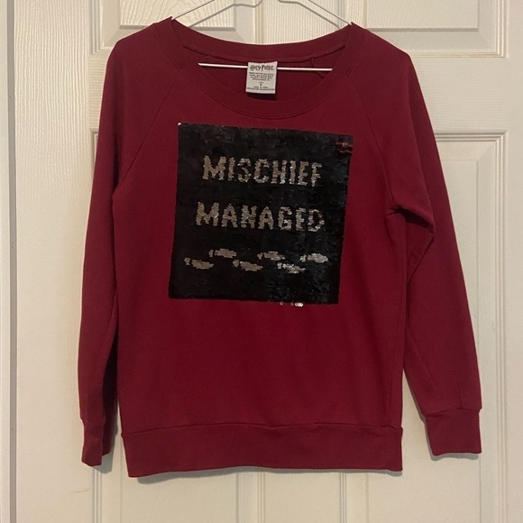Warner Bros. Sweaters - Harry Potter Sweater Medium Adult Red Pullover Sequin Stretch Movie Womens Small